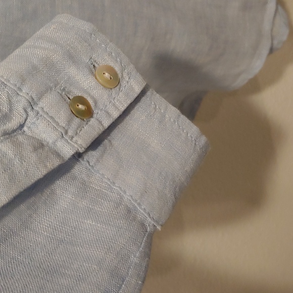 Sigrid Olsen 100% Linen Button Up Top Light Sky Blue Size Small - Picture 6 of 8